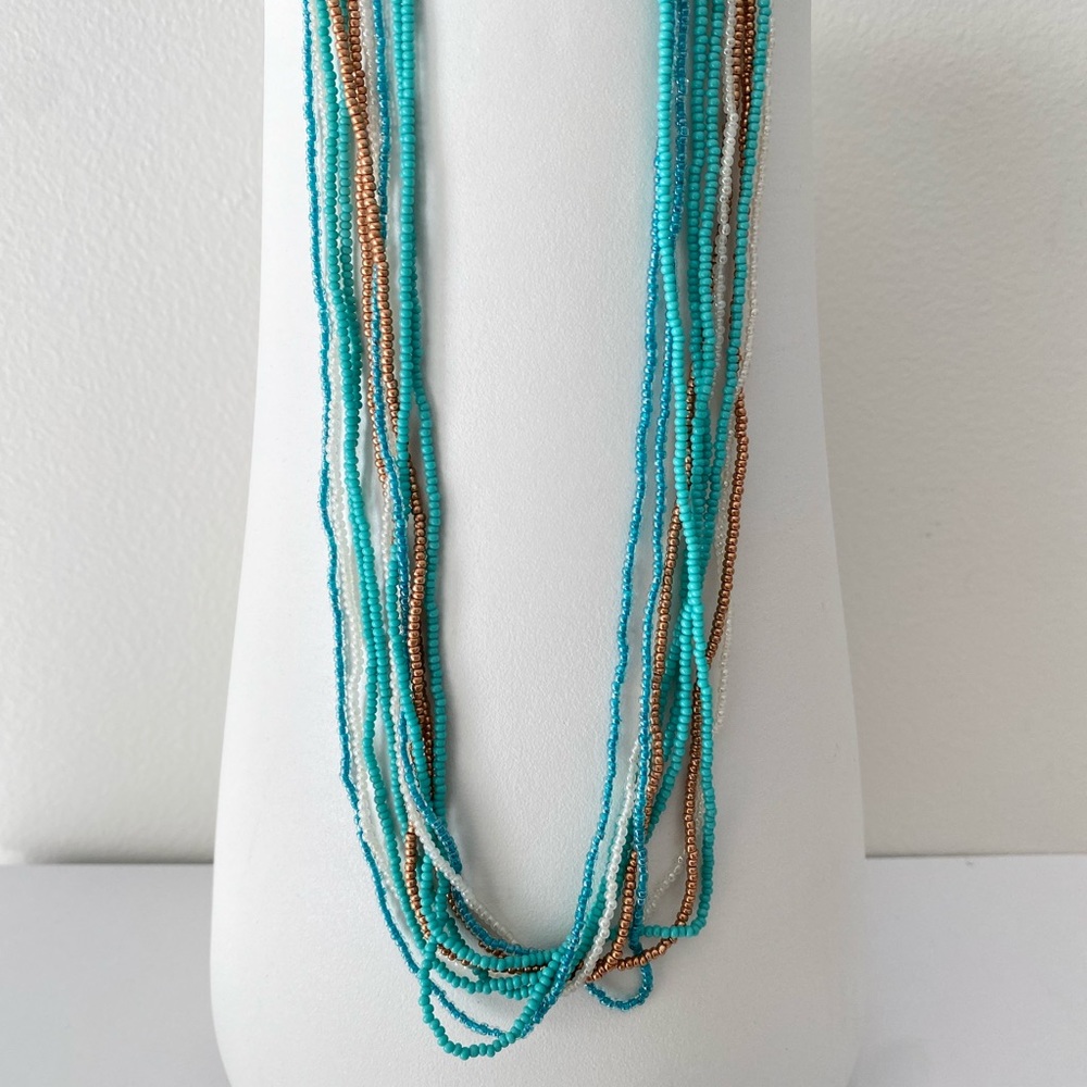 Chan Luu Turquoise and Bronze Beaded Necklace